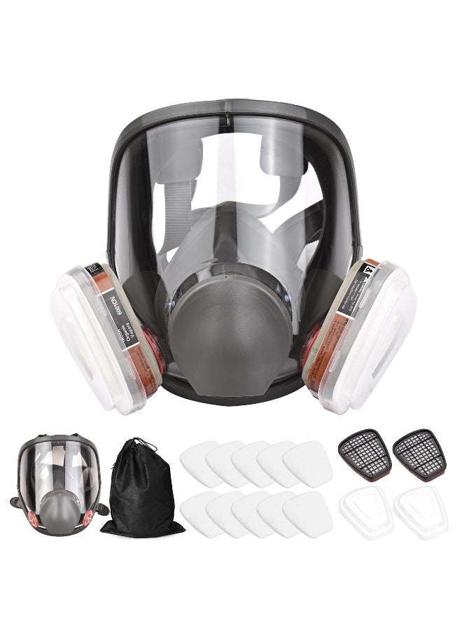 Reusable Full Face Respirator Full Face Cover 16 in 1 Gas Cover Organic Vapor Respirator Wide Field 