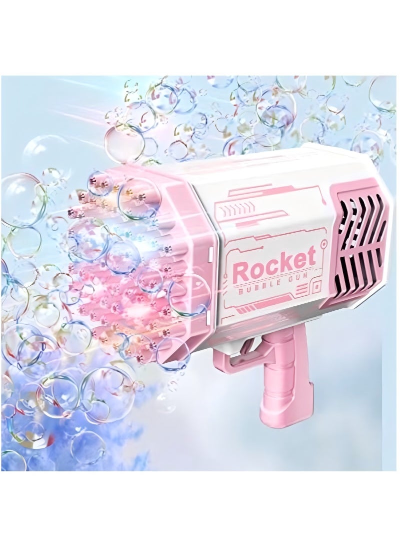 Rocket Bubble Shooter Gun, Upgraded 69 Holes Bubble Bazooka Machine with Colorful Lights and Bubble Solution for Kids and Girls, Indoor Decoration, Wedding Events (Pink) - Image 5
