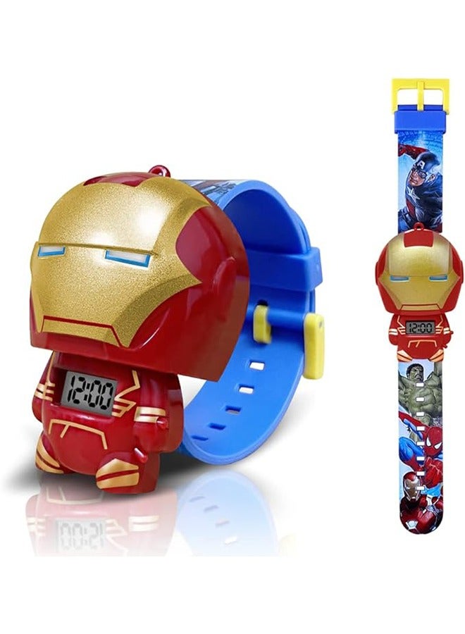 Digital Watch Age 3-13 for Gifts Boys and Girls, Telescopic Deformation Anime Kids Watches Rubber Sports Outdoor LED Electrical Watches with Adjustable Strap Toddler Wristwatch - Image 1