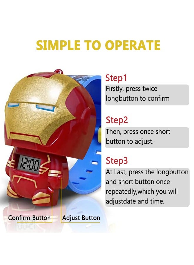 Digital Watch Age 3-13 for Gifts Boys and Girls, Telescopic Deformation Anime Kids Watches Rubber Sports Outdoor LED Electrical Watches with Adjustable Strap Toddler Wristwatch - Image 5