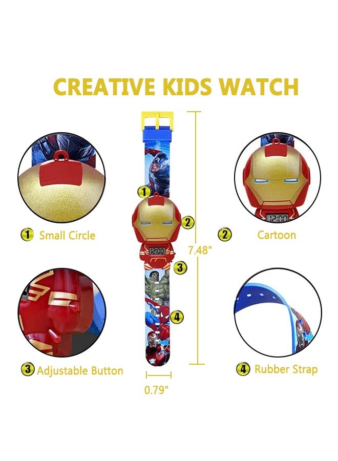 Digital Watch Age 3-13 for Gifts Boys and Girls, Telescopic Deformation Anime Kids Watches Rubber Sports Outdoor LED Electrical Watches with Adjustable Strap Toddler Wristwatch - Image 3
