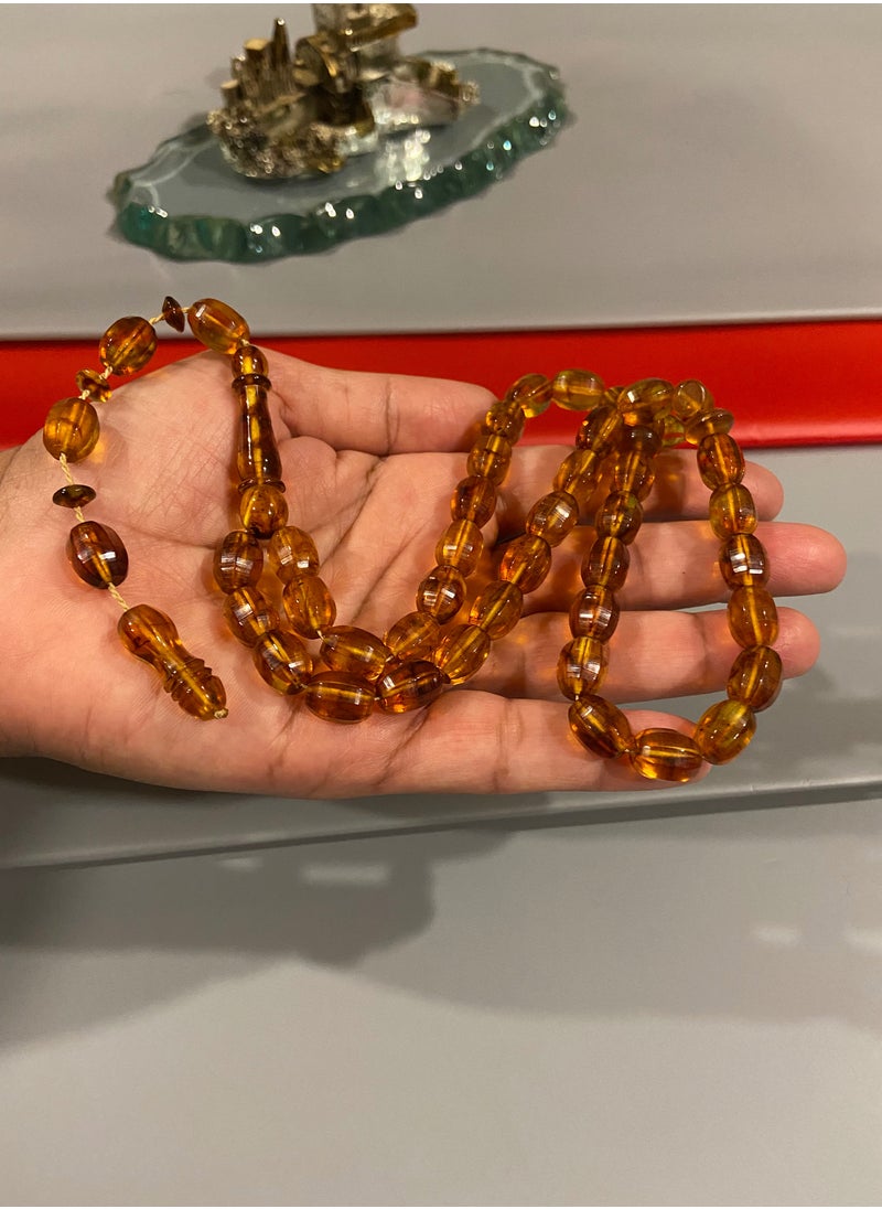بيرسونال تاتش سبحة رجالية من الكهرمان الطبيعي البلطيقي الحُر عدد الخرز 37 ومقاس الخرز 8.8mm x 11.1mm  - Image 1