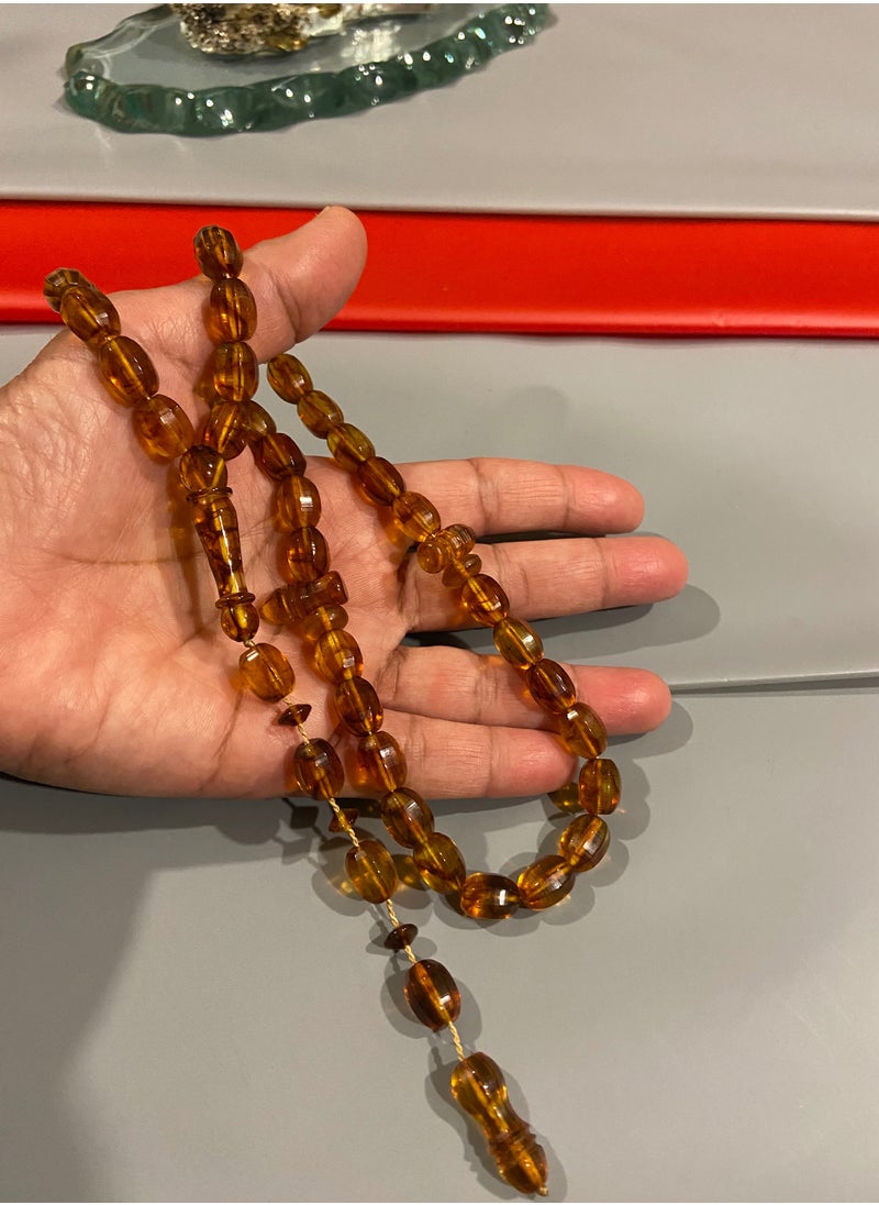 بيرسونال تاتش سبحة رجالية من الكهرمان الطبيعي البلطيقي الحُر عدد الخرز 37 ومقاس الخرز 8.8mm x 11.1mm  - Image 3