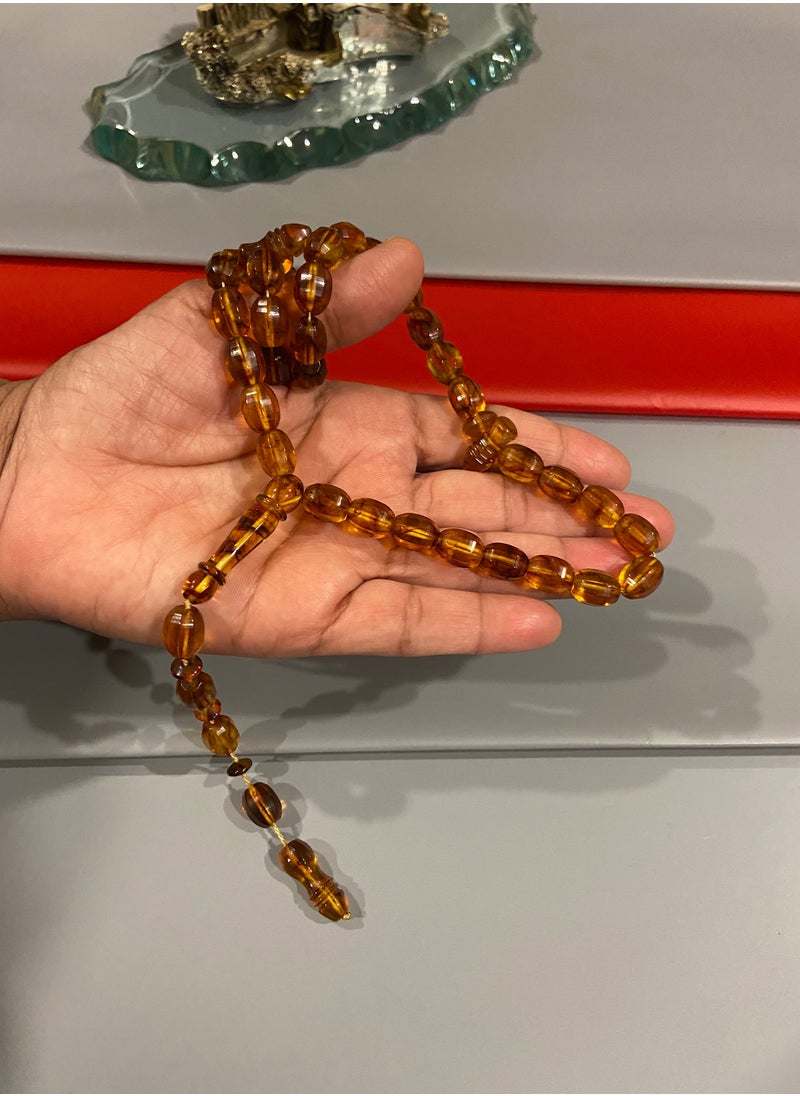 بيرسونال تاتش سبحة رجالية من الكهرمان الطبيعي البلطيقي الحُر عدد الخرز 37 ومقاس الخرز 8.8mm x 11.1mm  - Image 5