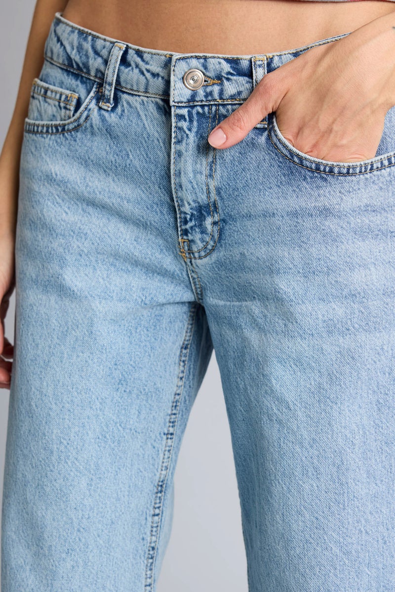DeFacto Blue Woman 100% Cotton Low Waist Long Jeans Casual - Image 4
