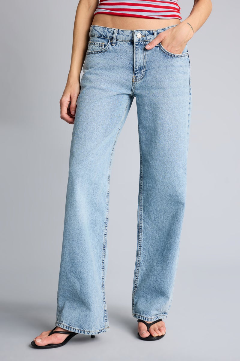 DeFacto Blue Woman 100% Cotton Low Waist Long Jeans Casual - Image 3