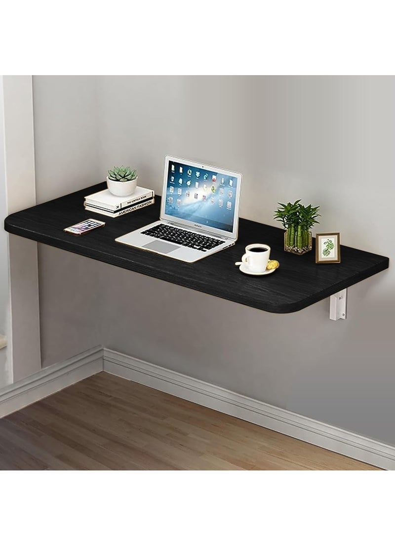 VITION Computer Wall Mount Stand Folding Wall-Mounted Drop-Leaf Table,Metal Folding Shelf Bench Table Bracket (30 x 60cm) Black - Image 1