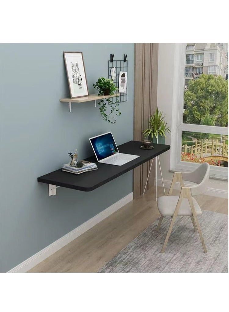 VITION Computer Wall Mount Stand Folding Wall-Mounted Drop-Leaf Table,Metal Folding Shelf Bench Table Bracket (30 x 60cm) Black - Image 4