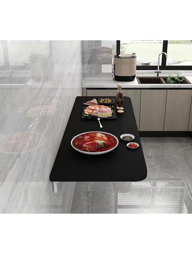 VITION Computer Wall Mount Stand Folding Wall-Mounted Drop-Leaf Table,Metal Folding Shelf Bench Table Bracket (30 x 60cm) Black - Image 5