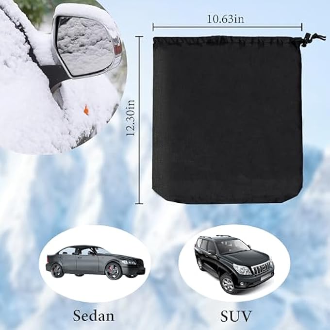 rayihni 2Pcs Side Mirror Covers, Waterproof Car Side Mirror Protection for Snow, Ice, Bird Droppings - Universal Fit for Cars, SUVs, Trucks,Winter Rearview Guard, Auto Exterior Accessories with Drawstrings - Image 3