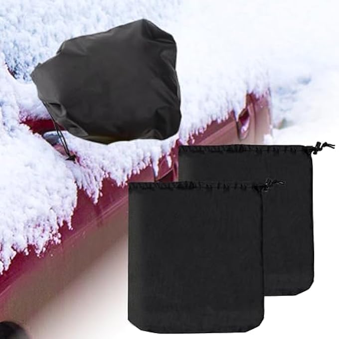 rayihni 2Pcs Side Mirror Covers, Waterproof Car Side Mirror Protection for Snow, Ice, Bird Droppings - Universal Fit for Cars, SUVs, Trucks,Winter Rearview Guard, Auto Exterior Accessories with Drawstrings - Image 2