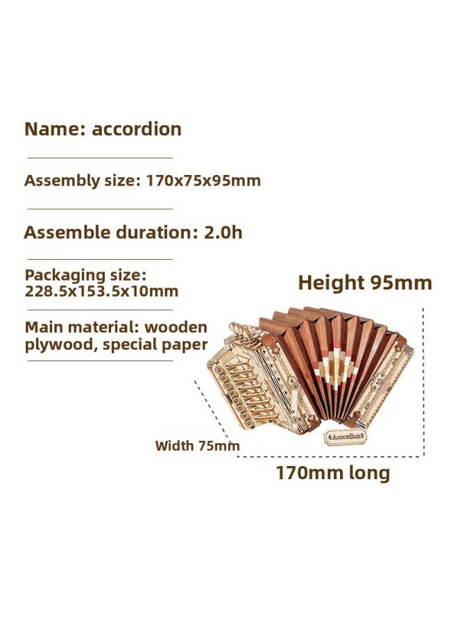 Ruoyi 3d Puzzle Puzzle Puzzle Children's Wooden Puzzle Model Creation Set Puzzle Toy-Color:TG410 Accordion - Image 1