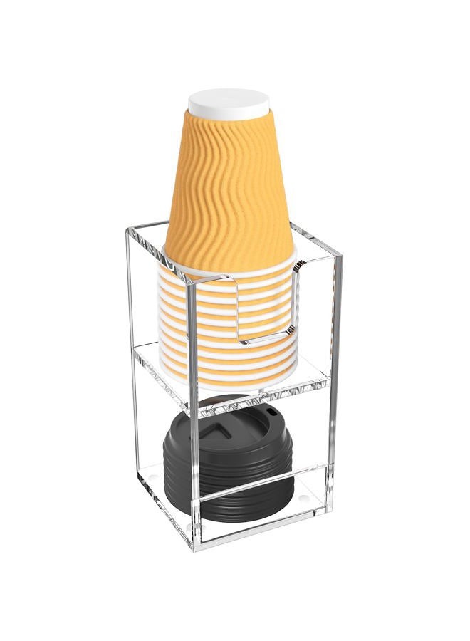 Rulyyo Coffee Condiment and Cup Organizer - 2-Tier Upright Cup and Lid Holder with Straw Organizer 2 Compartments Clear Acrylic Cup Dispenser for Restaurant Breakroom Coffee Station Countertop - Image 1