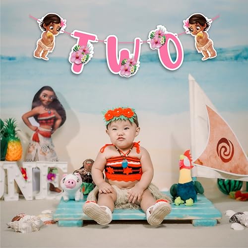 Seyal BBY Mna Two Banner – Mna Second Birthday Decorations, Birthday Party Supplies, Tropical Island Theme Banner for Girls - Birthdays Parties Decorations. - Image 3