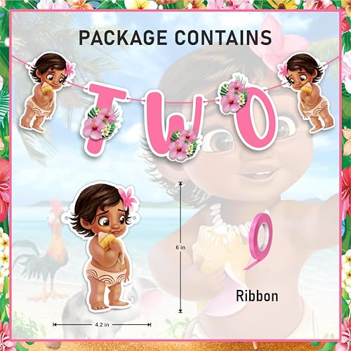 Seyal BBY Mna Two Banner – Mna Second Birthday Decorations, Birthday Party Supplies, Tropical Island Theme Banner for Girls - Birthdays Parties Decorations. - Image 2