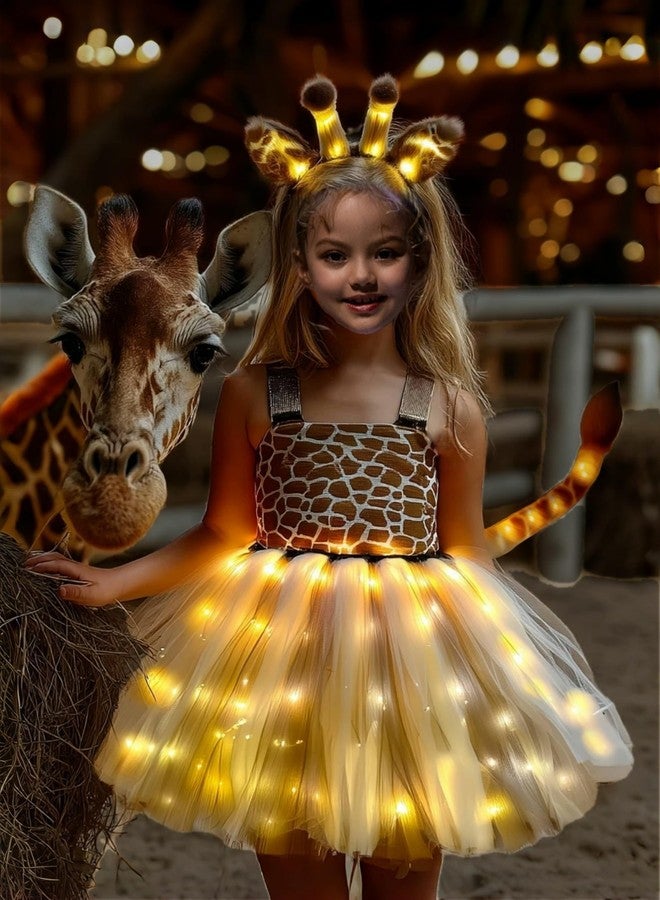 SHINYOU Girls Giraffe Animal Party Tutu with Headband Tail for Halloween Birthday Gift (Brown Deer, 3-4T) - Image 1