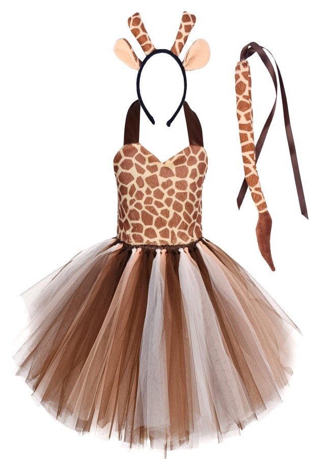 SHINYOU Girls Giraffe Animal Party Tutu with Headband Tail for Halloween Birthday Gift (Brown Deer, 3-4T) - Image 4
