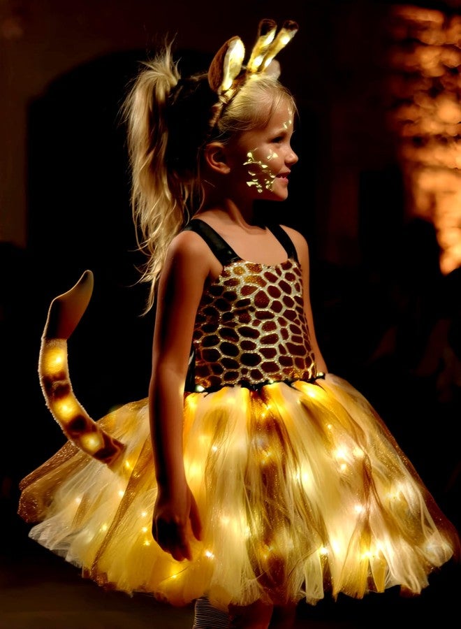 SHINYOU Girls Giraffe Animal Party Tutu with Headband Tail for Halloween Birthday Gift (Brown Deer, 3-4T) - Image 3