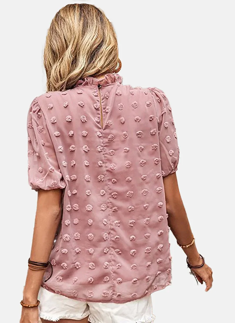 YUNIQEE Self Design High Neck Chiffon Top