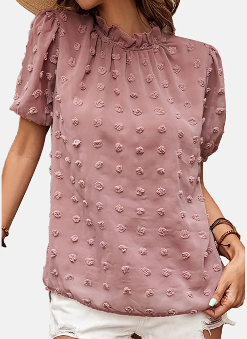 YUNIQEE Self Design High Neck Chiffon Top