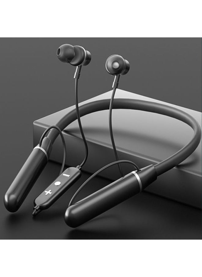 Wireless In-Ear Hanging Neck Bluetooth Headset For Apple For Huawei Long Endurance Noise Reduction Headset Electric Competition Wireless Bluetooth-Color:602 Black (bare Metal)  - Image 1