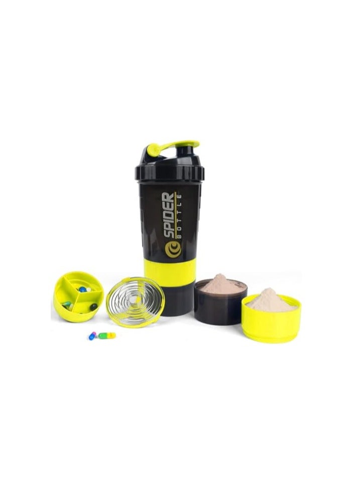 QSHOP Qshop Premium Protein Shaker Bottle for Gym with Storage Organizer for Medicine and Protein Powder, Sports 3-Layer Leak Proof Lid and Twist Lock Container BPA Free  - Image 1