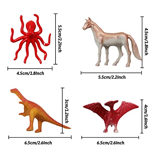 DOITEM 60 Pcs Assorted Dinosaur, Ocean, Sea, Farm, Jungle, Wild Animals & Dinosaurs Figure Realistic Plastic Zoo Play Set - Small Toys for Kids, Cupcake Topper, Party Favors - Image 3