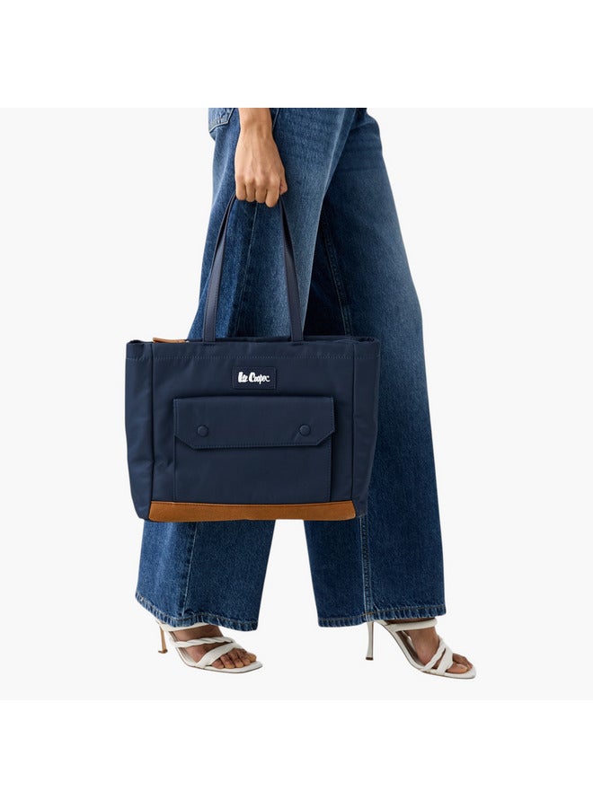 Lee Cooper Women Logo Applique Tote Bag with Double Handle and Zip Closure - Image 2