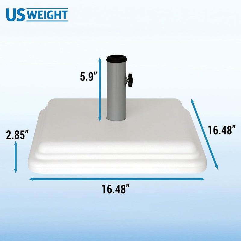 US Weight 40 Pound Umbrella Base - Weighted Umbrella base For Use With Patio Table – Heavy Duty Base- 4” Stem Accommodates 1”-1.5” Pole Sizes – White - Image 5