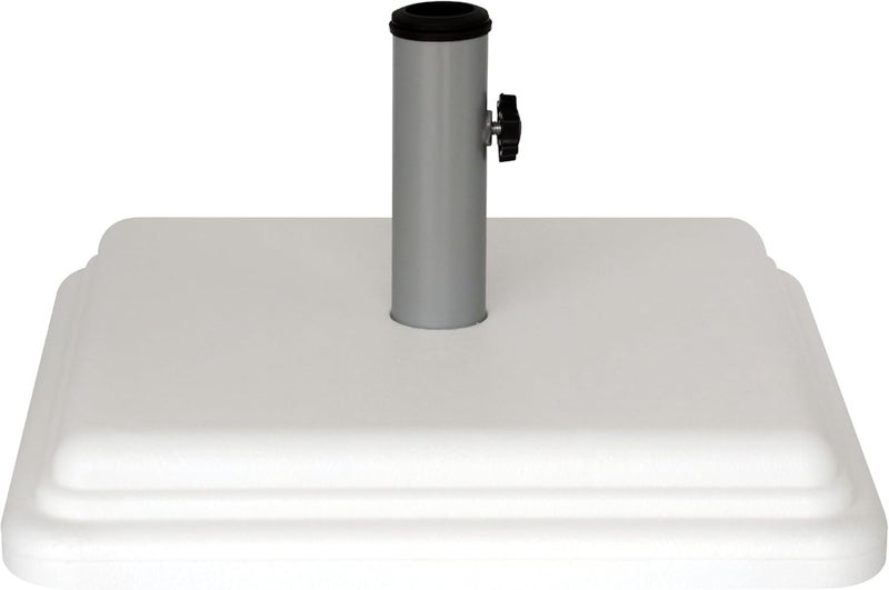 US Weight 40 Pound Umbrella Base - Weighted Umbrella base For Use With Patio Table – Heavy Duty Base- 4” Stem Accommodates 1”-1.5” Pole Sizes – White - Image 1