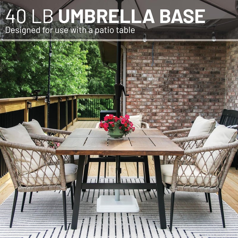 US Weight 40 Pound Umbrella Base - Weighted Umbrella base For Use With Patio Table – Heavy Duty Base- 4” Stem Accommodates 1”-1.5” Pole Sizes – White - Image 2