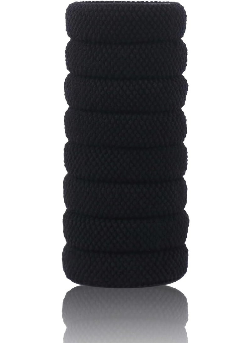 8pcs Soft Pony Holders, Elastics Hair Bands for Thick or Curly Hair for Women and Girls, Fancy Hair Ties, Hair Scrunchies (Black) - Image 1