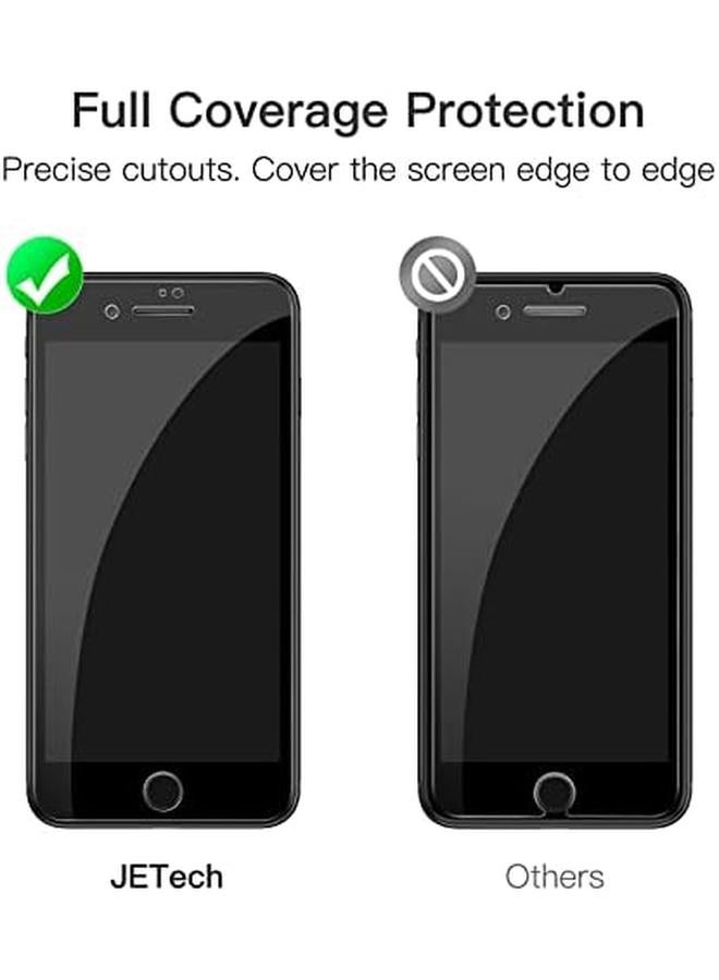جي تيك واقي شاشة بتغطية كاملة لهاتف آيفون Se 3 2022 Se 2 2020 8 7 4.7 بوصة بحافة سوداء من الزجاج المقوى مع أداة تثبيت سهلة، جراب سهل الاستخدام، عبوة من 3 قطع شفافة عالية الدقة باللون الأسود - Image 2