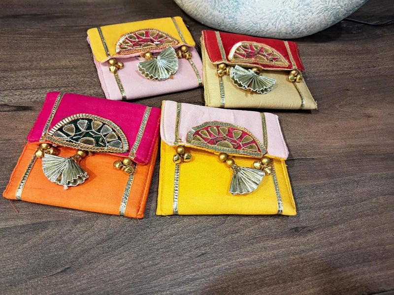 brown leaf Small Ginni Coin Purse Pouches Wallet for Wedding Party haldi Mehndi Ceremony Diwali Return Gifting Pouches (10) - Image 3
