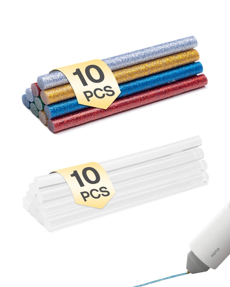 HOTO Hot Glue Sticks, 20 Pcs Glitter Hot Glue Sticks, Glue Gun Sticks, Colored Glue Sticks, 6 Colors for DIY Projects and Arts Crafts DIY Fabric, 5" x 0.28" - Image 1