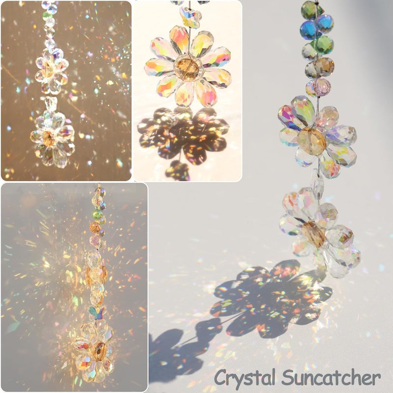 PEDOBO Crystal Flower Suncatcher Hanging Ornament, Rainbow Maker Window Sun Catcher Indoor Outdoor Patio Garden Decor (Crystal AB) - Image 5