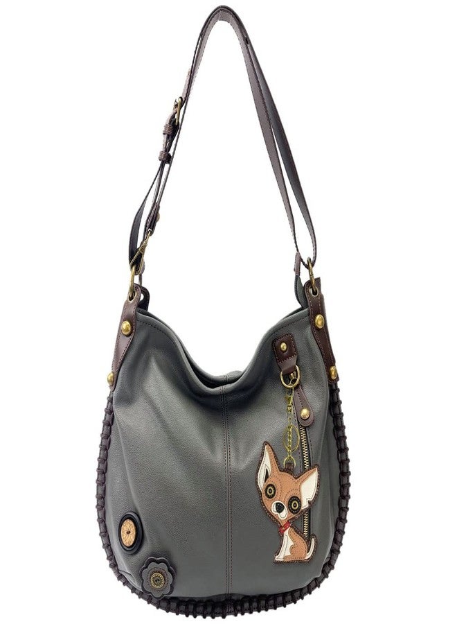 CHALA Handbag Charming Cross-body or Shoulder Convertible Large Hobo Bag - Grey (Chihuahua) - Image 1