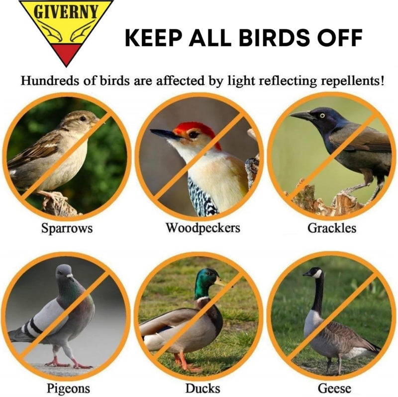 Giverny Bird Repellent Tape 50 m, Pigeon Repellent, Bird Repellent Reflective Tapes, Scares Birds for Owl, Raven Scarecrow for Garden, Balcony, - Image 4