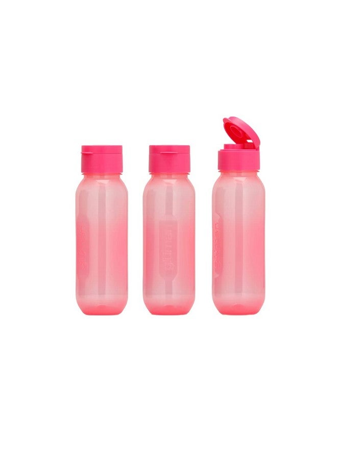 Gluman 500 ml Leak proof Plastic Claro Mini Spout Water Bottle Set of 3 | Flip-Top Spout Lid Plastic | Anti-Bacterial & BPA Free | 100% Food Grade | Ideal for Gym, Travel, School, Office, Kids - Pink - Image 1