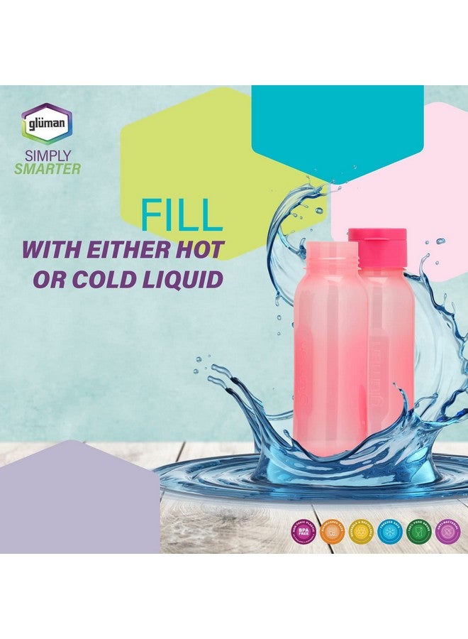 Gluman 500 ml Leak proof Plastic Claro Mini Spout Water Bottle Set of 3 | Flip-Top Spout Lid Plastic | Anti-Bacterial & BPA Free | 100% Food Grade | Ideal for Gym, Travel, School, Office, Kids - Pink - Image 3