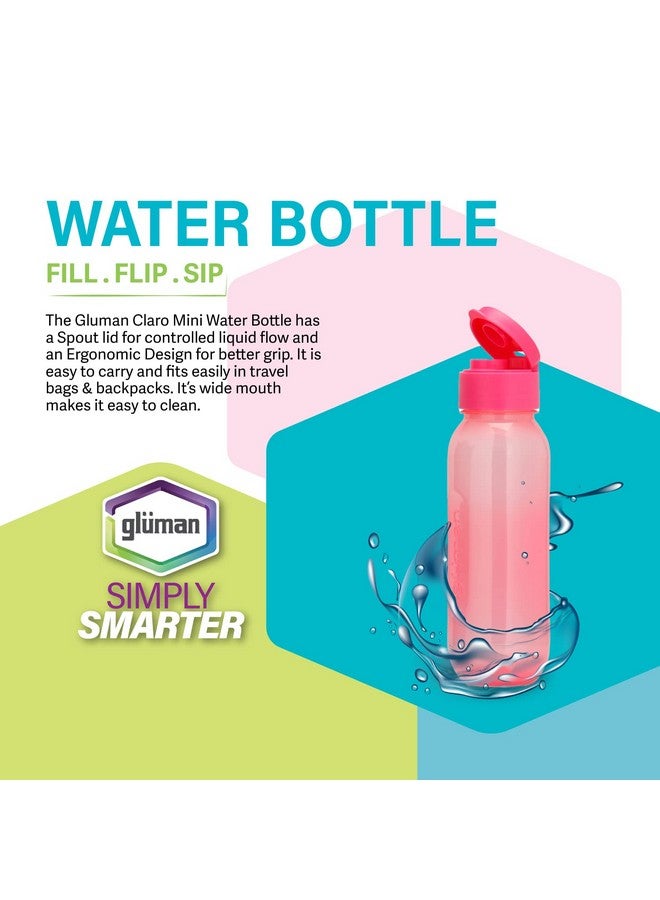 Gluman 500 ml Leak proof Plastic Claro Mini Spout Water Bottle Set of 3 | Flip-Top Spout Lid Plastic | Anti-Bacterial & BPA Free | 100% Food Grade | Ideal for Gym, Travel, School, Office, Kids - Pink - Image 2
