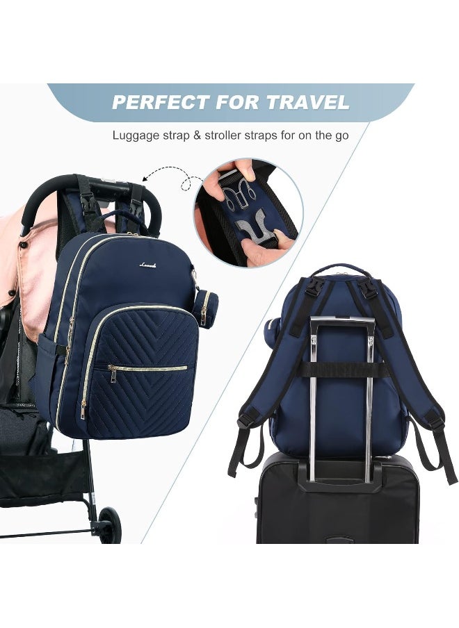 Lovevook LOVEVOOK Diaper Bag Backpack, Quilted Baby Bag with Changing Pad & Pacifier Holder, Waterproof Travel Diaper Bags with USB Charging Port, Stylish and Large Capacity, Blue  - Image 5