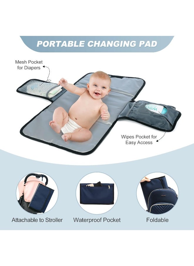 Lovevook LOVEVOOK Diaper Bag Backpack, Quilted Baby Bag with Changing Pad & Pacifier Holder, Waterproof Travel Diaper Bags with USB Charging Port, Stylish and Large Capacity, Blue  - Image 4