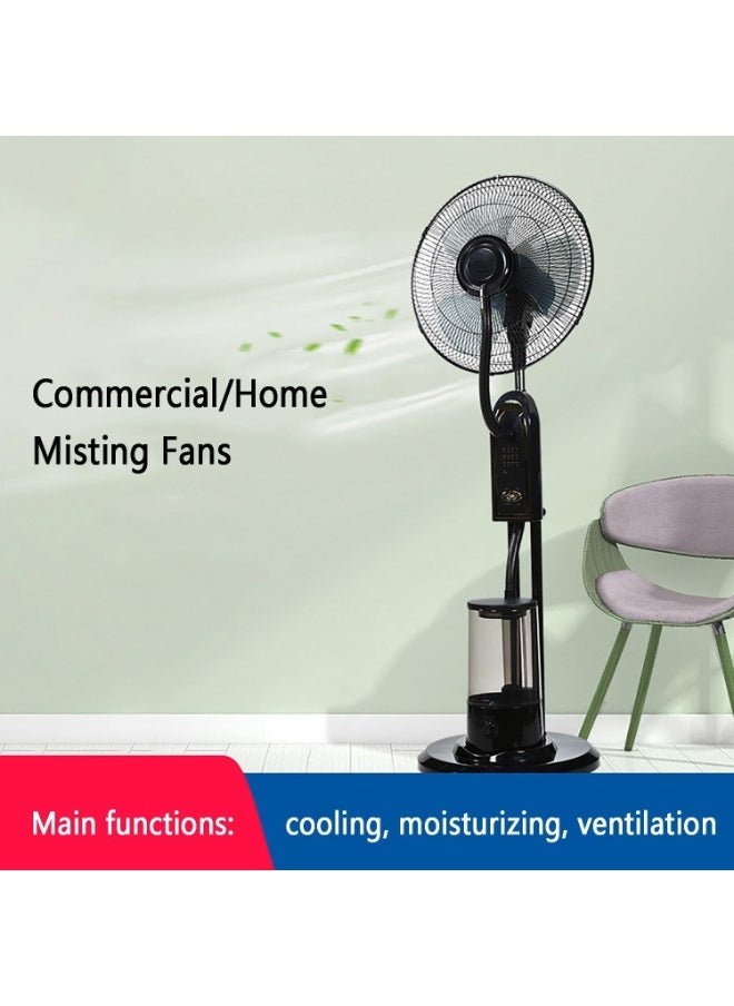 Oscillating Misting Fan with Remote Control, Adjustable Speed, Water Cooling System,Stand Atomizing Fan, Copper Motor 3 Cooling Speeds Outdoor Fans,Waterproof Water Mist Fan with 3.2L Tank, Black