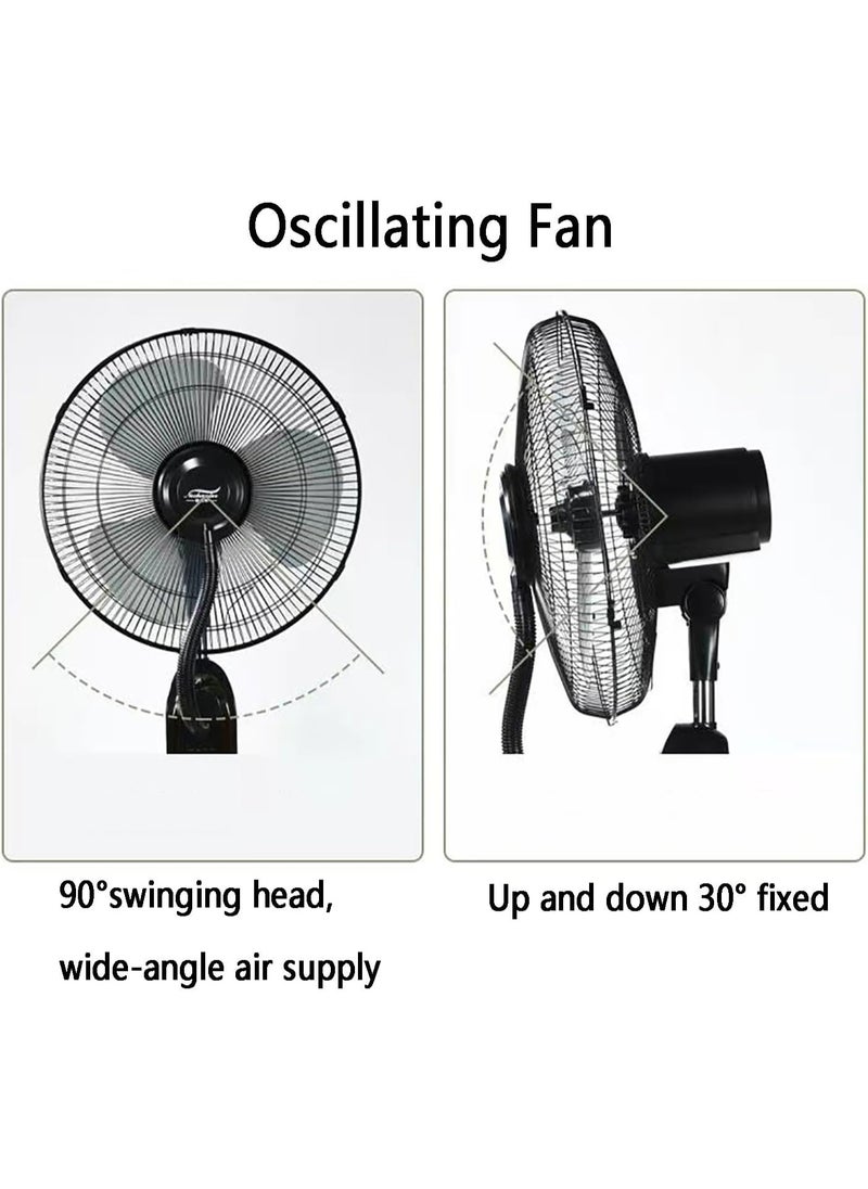 Oscillating Misting Fan with Remote Control, Adjustable Speed, Water Cooling System,Stand Atomizing Fan, Copper Motor 3 Cooling Speeds Outdoor Fans,Waterproof Water Mist Fan with 3.2L Tank, Black