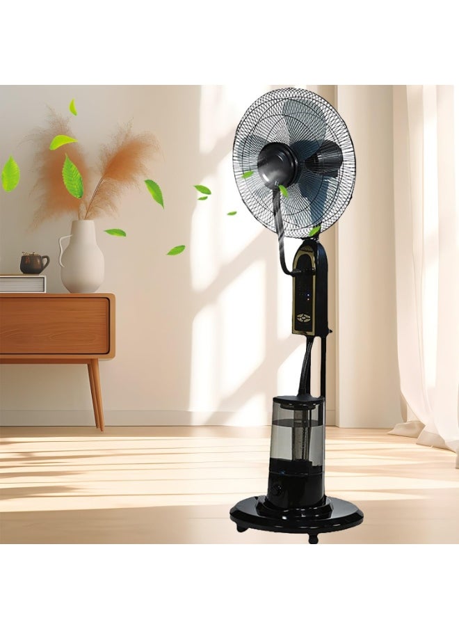 Oscillating Misting Fan with Remote Control, Adjustable Speed, Water Cooling System,Stand Atomizing Fan, Copper Motor 3 Cooling Speeds Outdoor Fans,Waterproof Water Mist Fan with 3.2L Tank, Black
