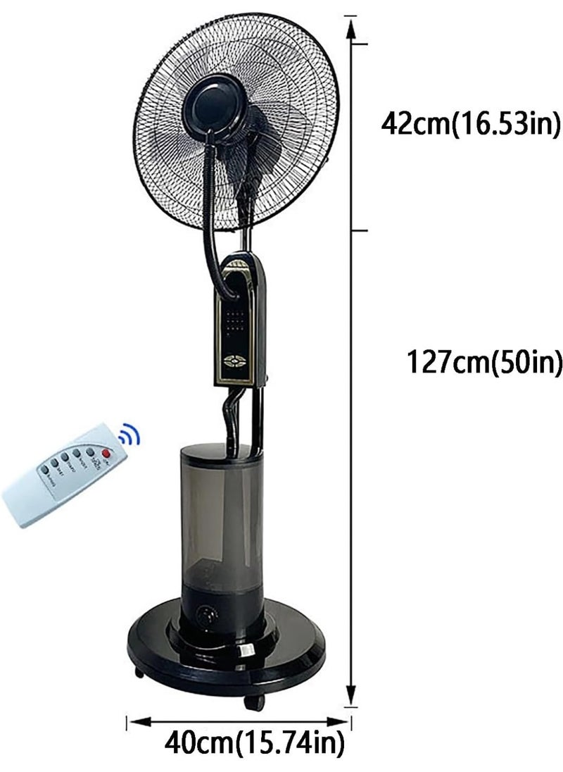 Oscillating Misting Fan with Remote Control, Adjustable Speed, Water Cooling System,Stand Atomizing Fan, Copper Motor 3 Cooling Speeds Outdoor Fans,Waterproof Water Mist Fan with 3.2L Tank, Black