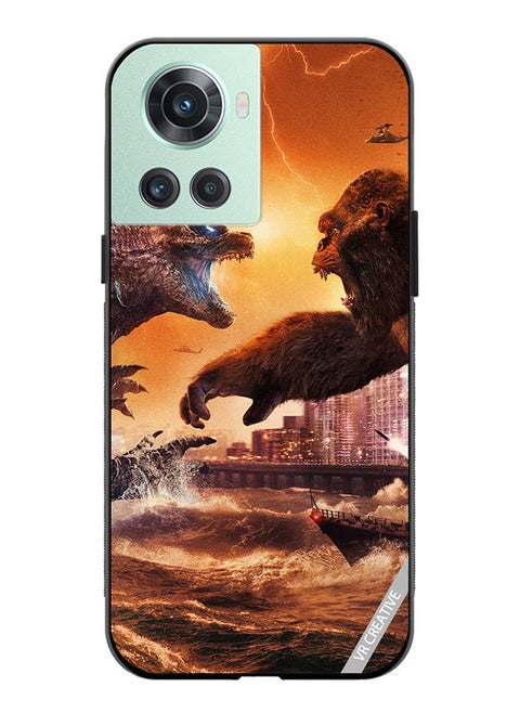 Protective Case Cover For OnePlus 10R Godzilla Vs Kong Design Multicolour