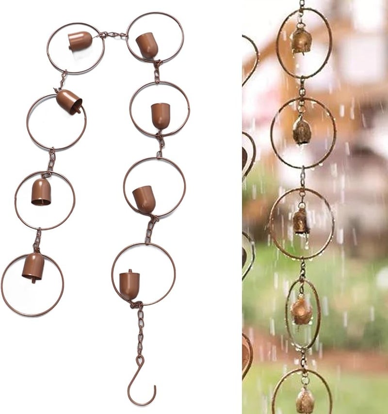 سلسلة مطر معدنية سوداء لتصريف المزاريب وتزيين الحدائق والتراسات والمنازل - Image 5