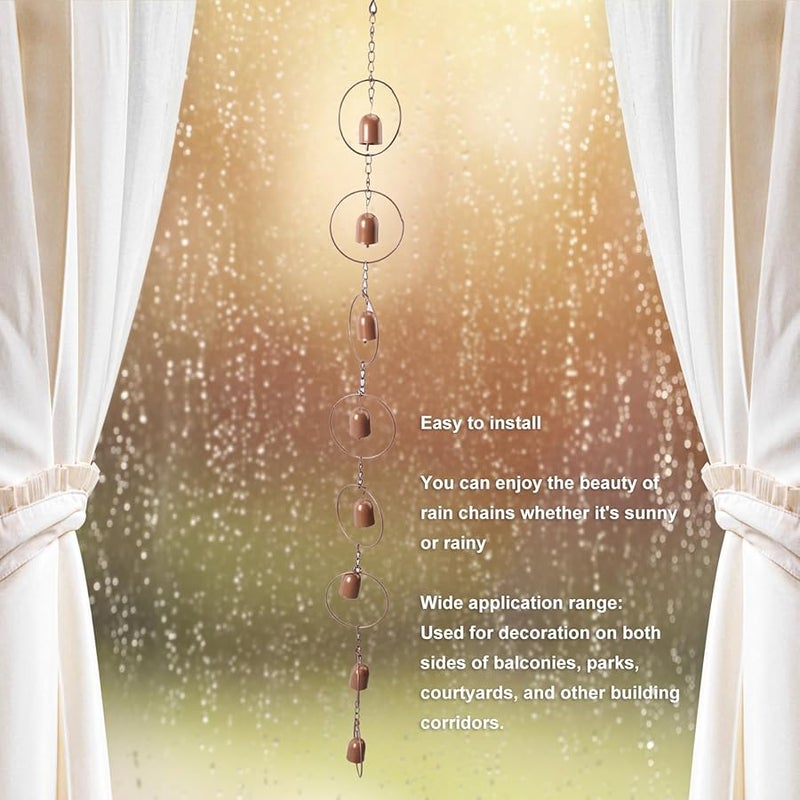 سلسلة مطر معدنية سوداء لتصريف المزاريب وتزيين الحدائق والتراسات والمنازل - Image 4